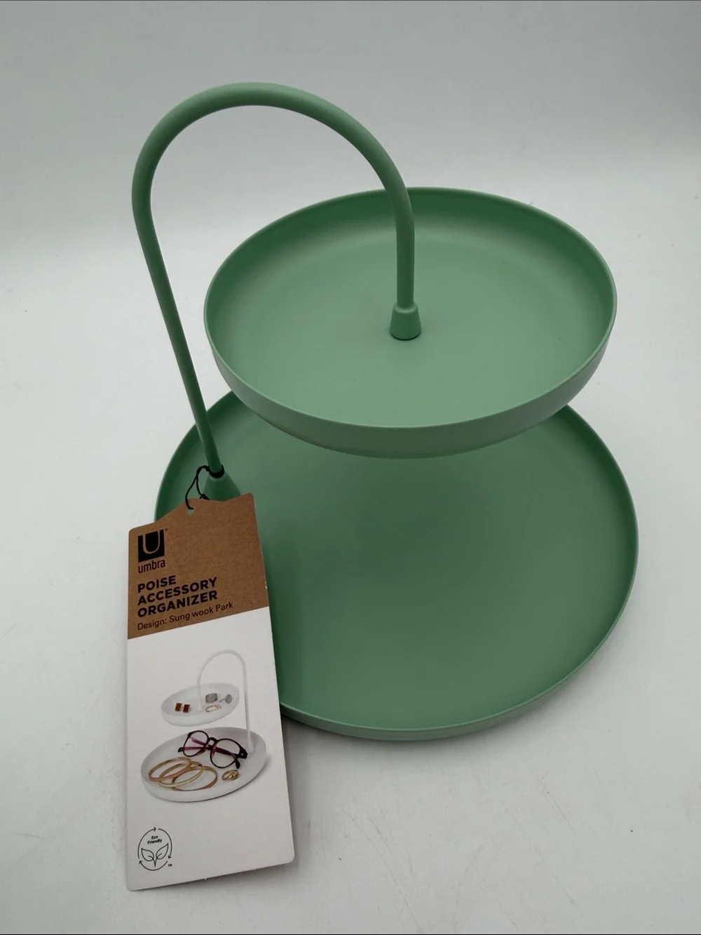 2 Piece Two-Tier Poise Accessory Organizer Set Sage Green